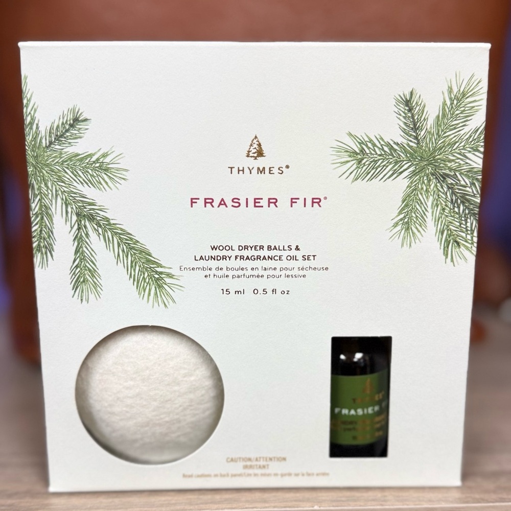 Thymes Frasier Fir Wool Dryer Balls & Laundry Fragrance Oil Set 🌲